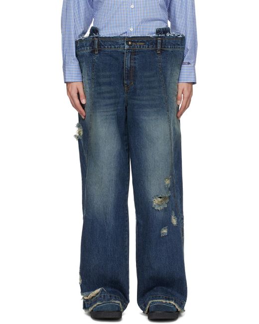 Adererror Blue Layered Jeans for men