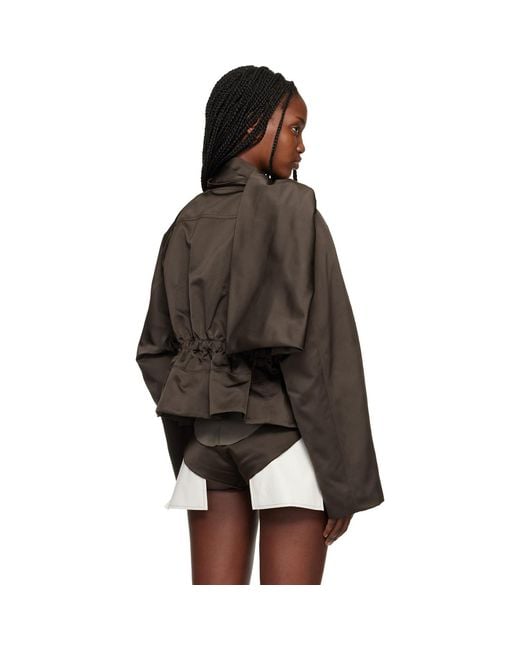 Rick Owens Black Temple Cropped Scarf Flight Jacket