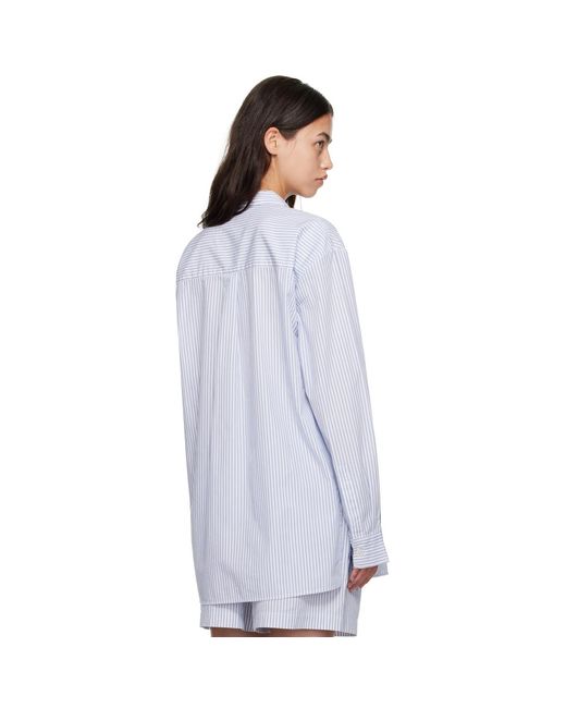 Tekla White Poplin Long-Sleeved Pyjama Shirt