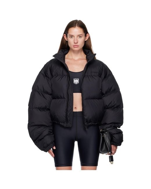 Vetements Black Double Logo Boxy Down Jacket