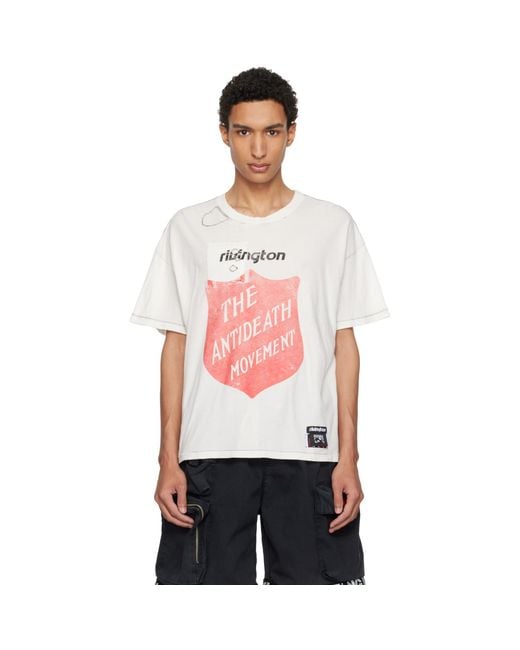 RIVINGTON roi Rebis Red Off- 'Anti Death' Tyler T-Shirt for men