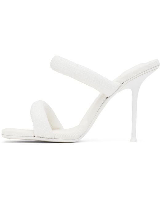 Alexander Wang White Julie 105mm Denim Crystal Hotfix Tubular Sandal