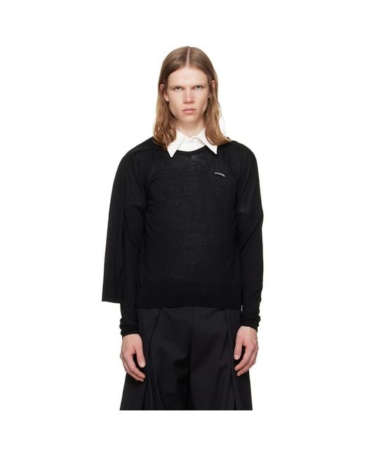 HODAKOVA Black Double Sleeve Sweater for men