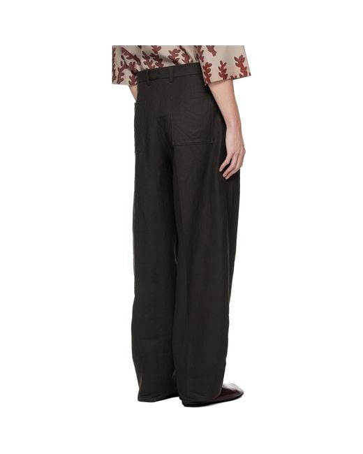 Zegna Black Linen Trousers for men