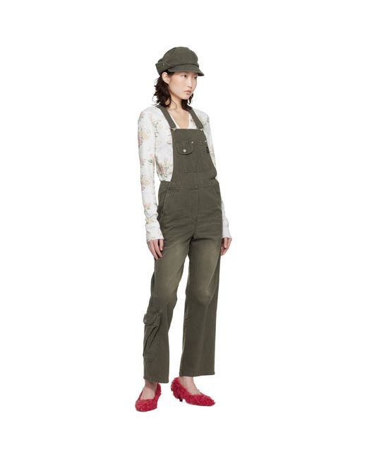 OPEN YY Black Cargo Pocket Cotton Overalls