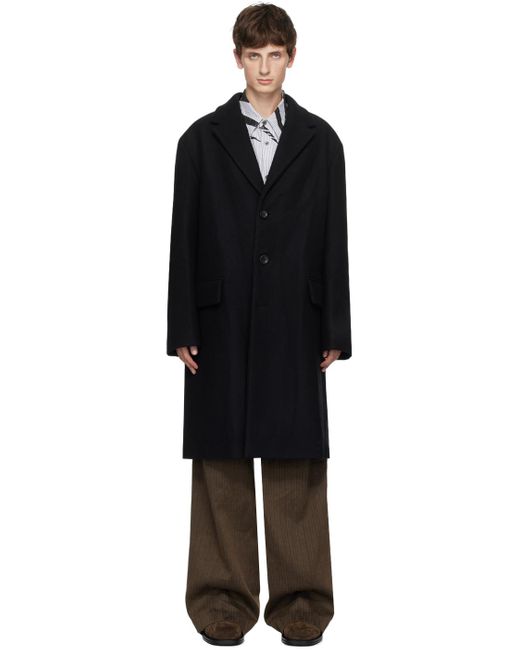 Dries Van Noten Black Notched Lapel Coat for men