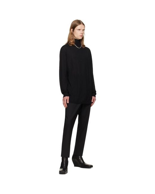 Rick Owens Black Tower Oversized Turtleneck for men