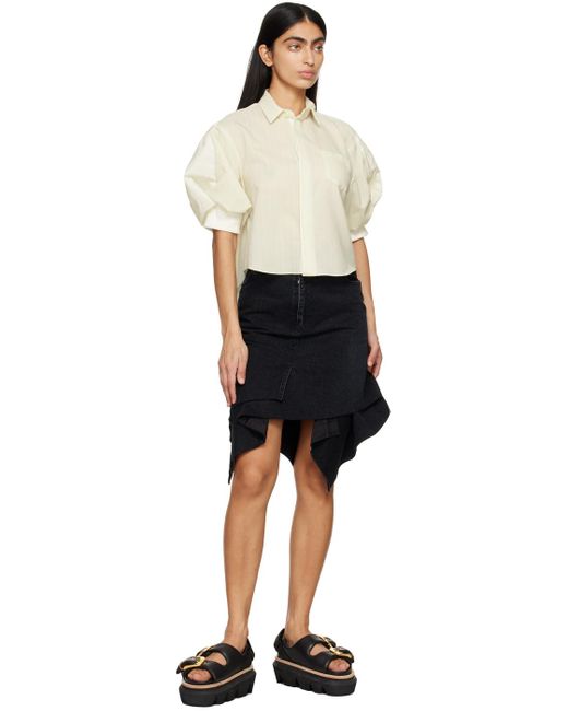 Sacai Black Asymmetric Denim Midi Skirt