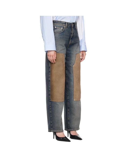 Off-White c/o Virgil Abloh Blue Corduroy Patch Balloon Jeans