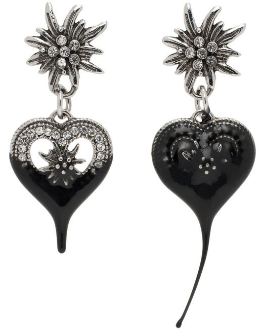 OTTOLINGER Black Dipped Flower Heart Earrings for men