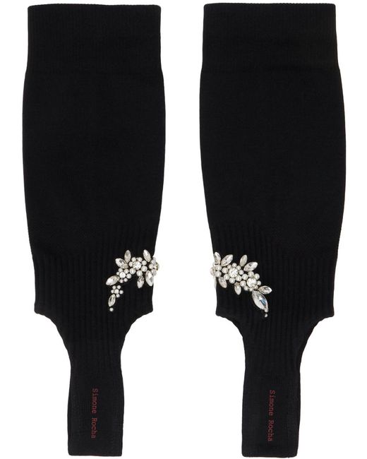 Chaussettes noires à ornement graphique et à sous-pied Simone Rocha en coloris Black