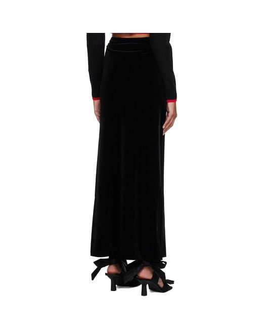 Ganni Black Women's Velvet Small Bow Maxi-skirt 12