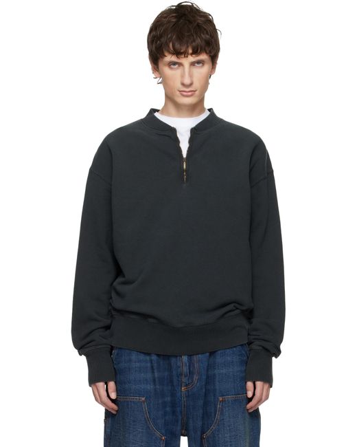 Maison Margiela Blue Half-Zip Sweatshirt for men