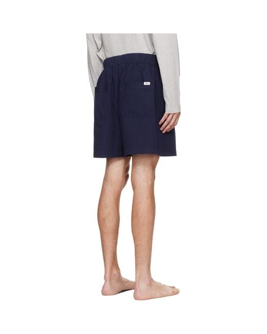 Tekla Blue Poplin Pyjama Shorts for men