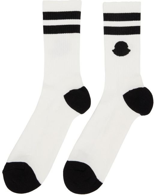 Moncler White & Black Striped Socks for men