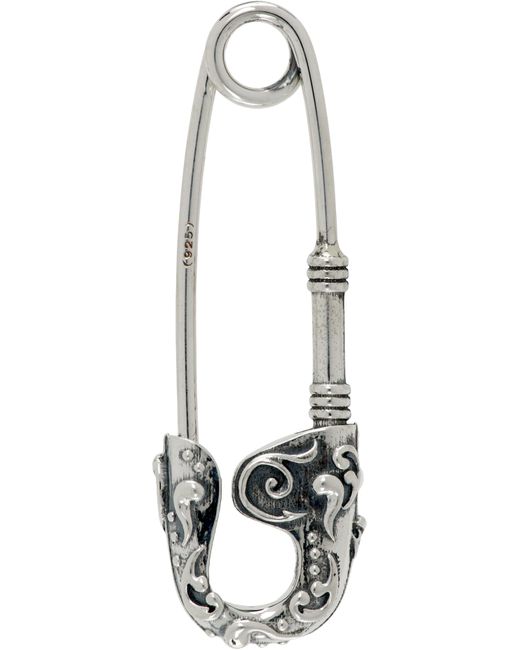 Emanuele Bicocchi Black Large Arabesque Pin Single Earring for men