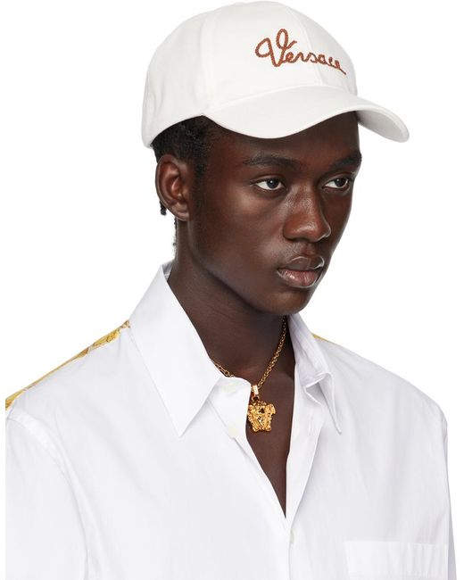 Casquette blanche à logo Versace pour homme en coloris Brown
