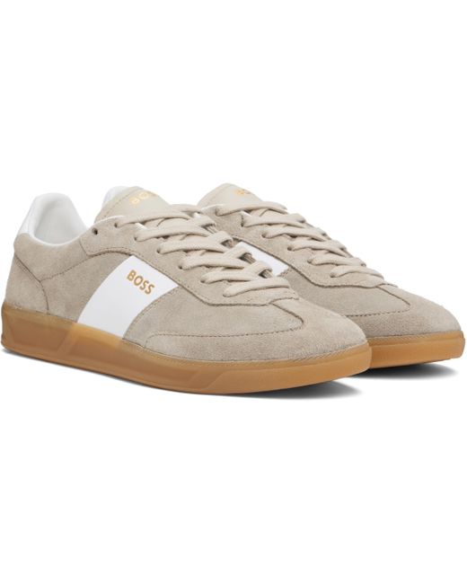 Baskets Beiges En Suède À Laçage Boss pour homme en coloris Black
