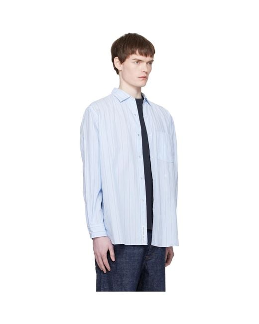 Nanamica Black Regular Collar Stripe Wind Shirt for men