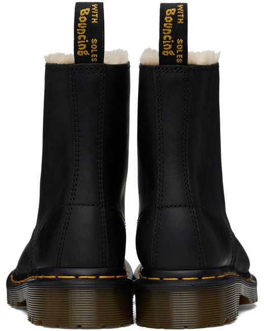 Dr. Martens Black 1460 Faux Fur Lined Boots