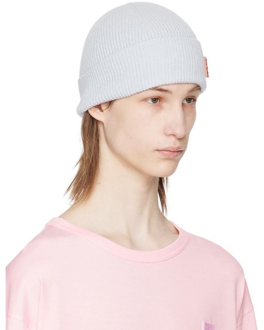 Acne Pink Blue Cropped Beanie for men