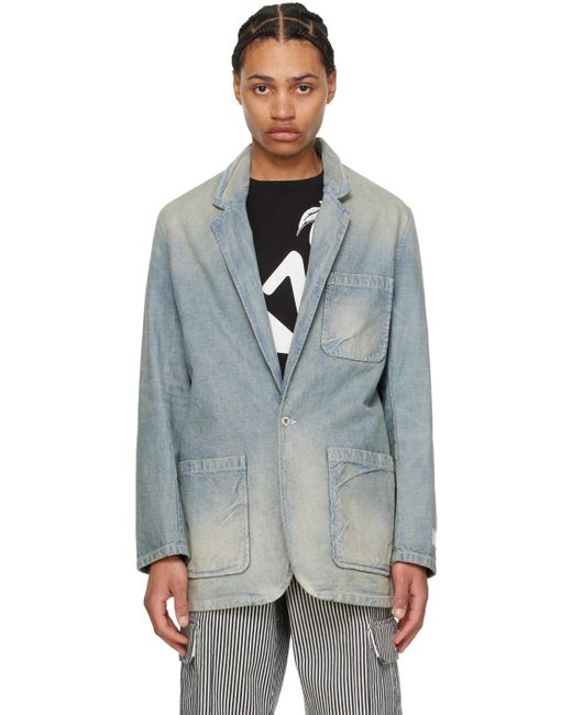 KENZO Black Blue Paris Denim Blazer for men