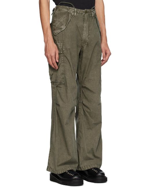 R13 Brown Khaki Wide-Leg Cargo Pants for men