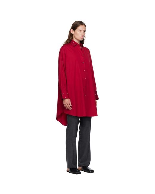Our Legacy Red Frock Shirt Midi Dress