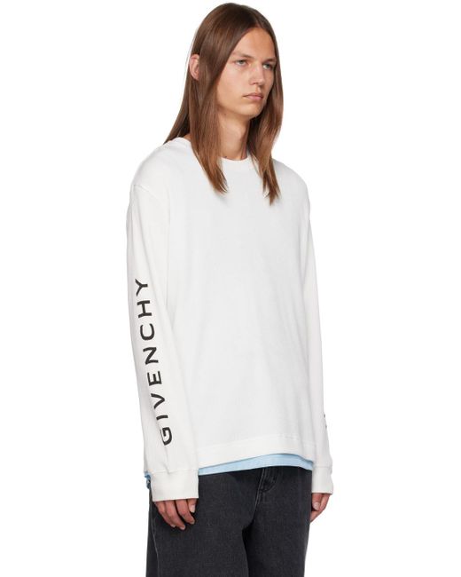 Givenchy White Printed Long Sleeve T-shirt in Black for Men | Lyst UK