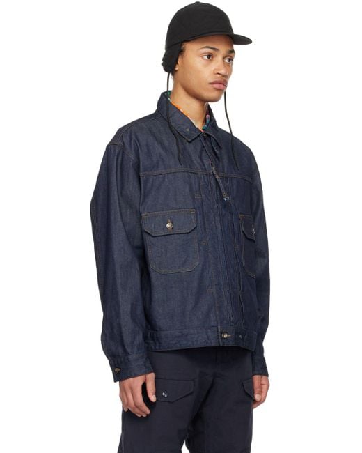 Engineered Garments Blue Indigo Zip Denim Jacket for men
