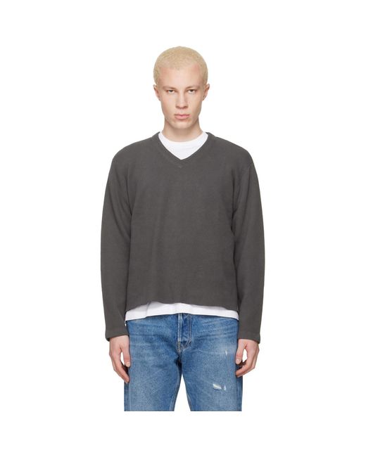 Lady White Co. Black Cropped V-Neck Sweater for men