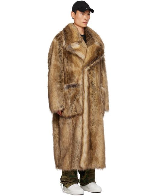 Givenchy Beige Doublebreasted Fauxfur Coat for Men Lyst UK