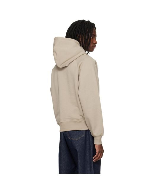 AMI Blue Cotton Embossed Ami De Coeur Hoodie for men