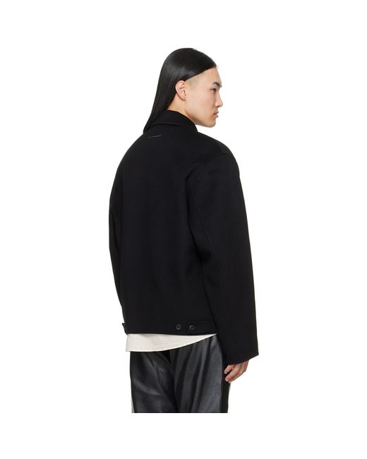 MM6 by Maison Margiela Black Double-Faced Wool Zip Jacket for men