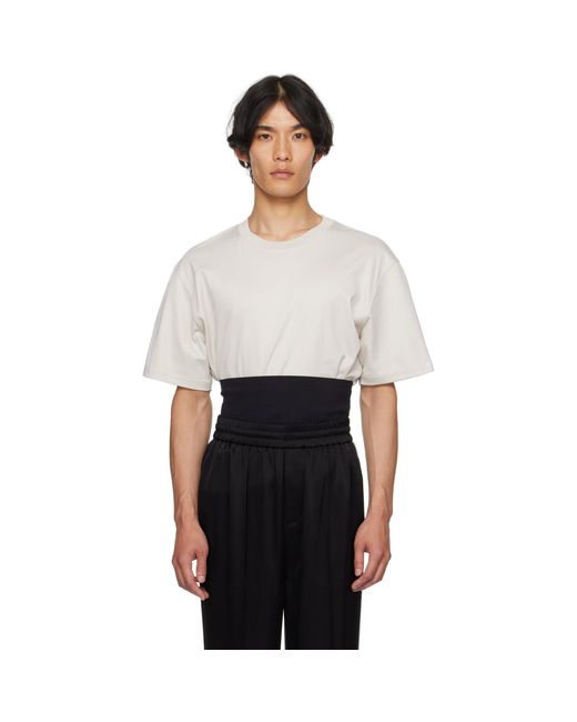 Mugler White Taupe & Boxy Corset T-Shirt for men