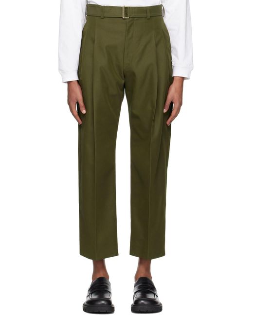 Rito Structure Green Khaki Belted Trousers for men