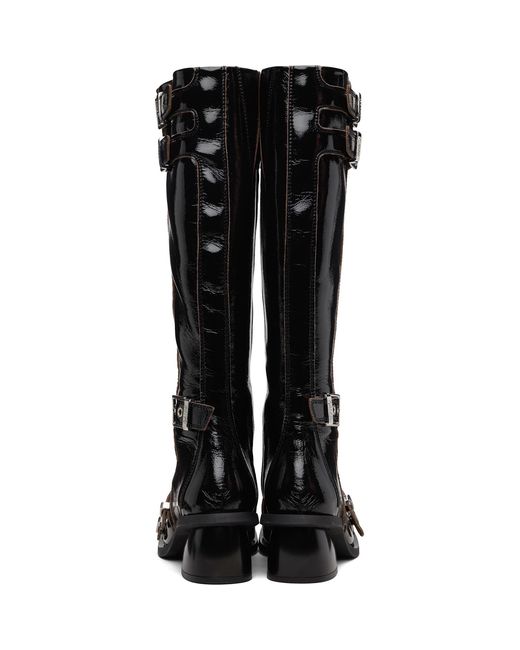Ganni Black Feminine Buckle Tall Boots