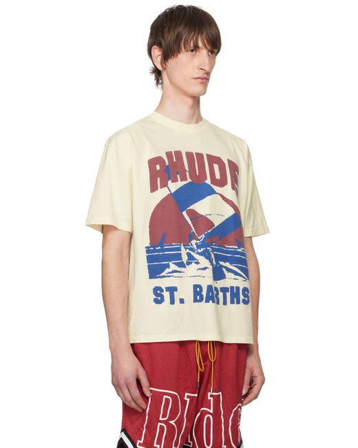 メンズ Rhude オフホワイト Windsurf Tシャツ Red