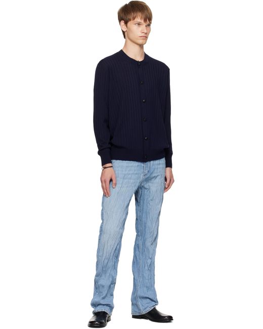 Bottega Veneta Blue Wool Rib Cardigan for men