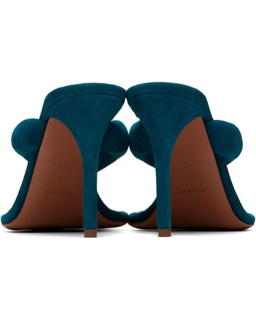 Alaïa Blue Thong Mule Heeled Sandals