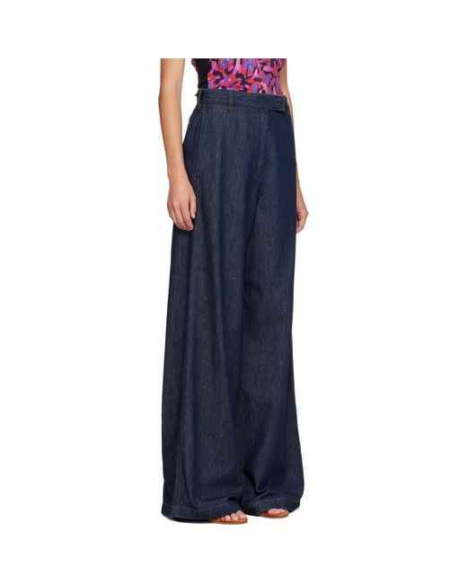Dries Van Noten Blue Wide Leg Denim Jeans