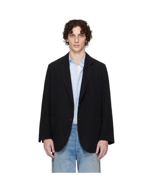 Auralee Black Light Cotton Wool Viyella Blazer for men