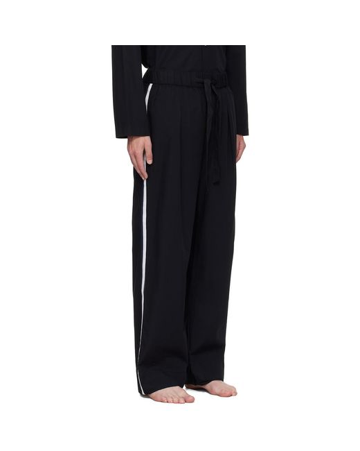 Tekla Black Striped Poplin Pyjama Pants for men