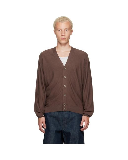 Lemaire Brown Relaxed Twisted Cardigan for men