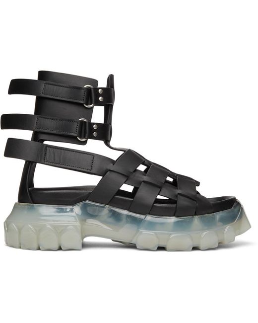 Rick Owens Leather Hiking Tractor Sandals in Black for Men - Lyst