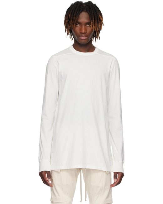 Rick Owens White Off- Hollywood Level Ls T-Shirt for men