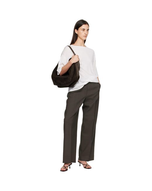 Totême Black Khaki Wide Tailored Trousers