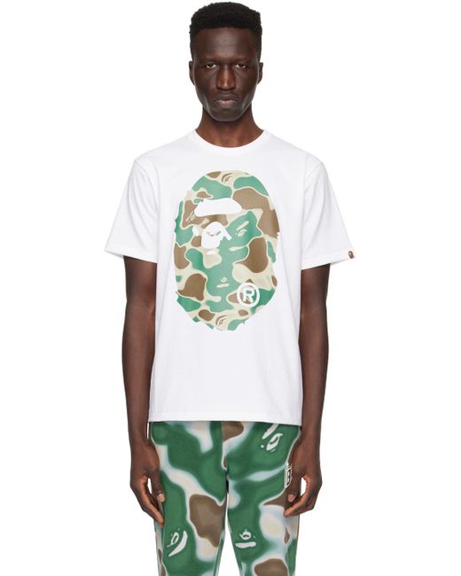 T-shirt blanc à logos à motif camouflage liquid A Bathing Ape pour homme en coloris Green