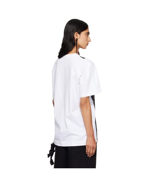 Simone Rocha Blue Patchwork Satin Trompe L'Oeil Print T-Shirt