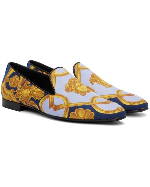 Versace Black Blue & Gold Barocco 660 Slippers for men